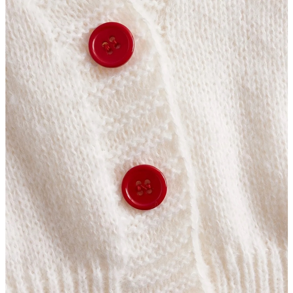 Cherry Embroidered White Cardigan - Picture 4 of 6